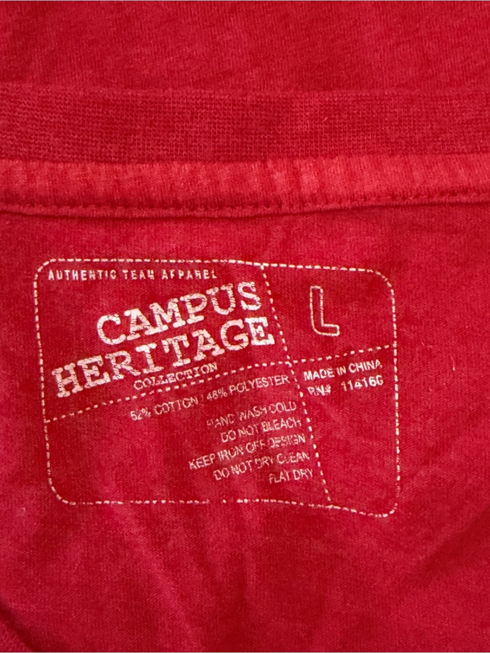 Campus Heritage Red T-Shirt with White Printed Label - Picture 6 of 6